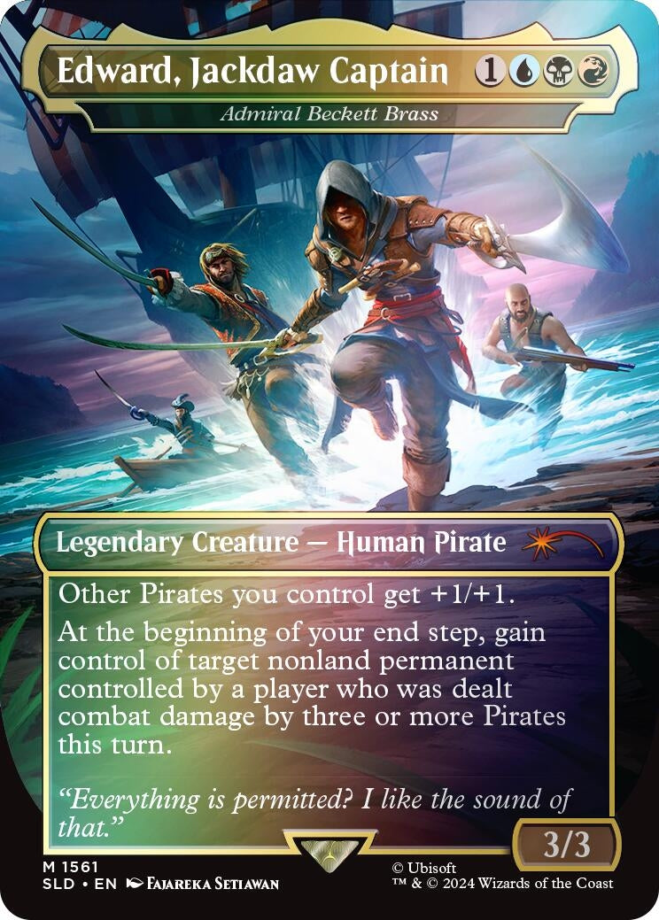 Edward Jackdaw Captain - Admiral Beckett Brass (Rainbow Foil) (1561) [SLD] - MTG Single