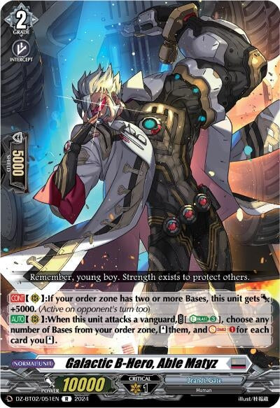 Galactic B-Hero Able Matyz (2051) [DZBT02] - Cardfight Vanguard Single
