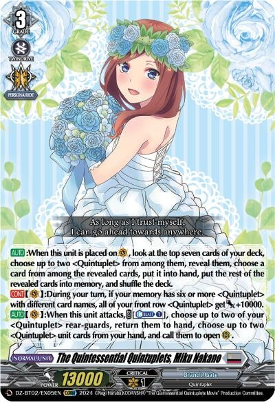 The Quintessential Quintuplets Miku Nakano (EXRRR) (205) [DZBT02] - Cardfight Vanguard Single