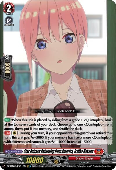 Star Actress Returning from America Ichika Nakano (EXC) (211) [DZBT02] - Cardfight Vanguard Single