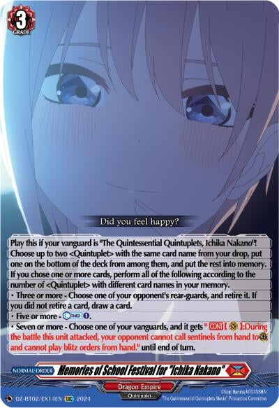 Memories of School Festival for ’Ichika Nakano’ (EXC) (214) [DZBT02] - Cardfight Vanguard Single