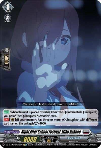 Night After School Festival Miku Nakano (EXC) (220) [DZBT02] - Cardfight Vanguard Single