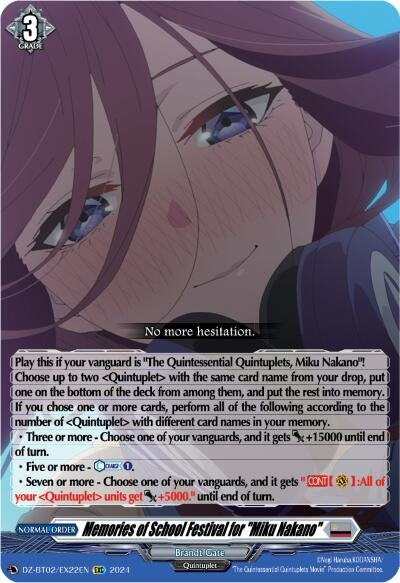 Memories of School Festival for ’Miku Nakano’ (EXC) (222) [DZBT02] - Cardfight Vanguard Single