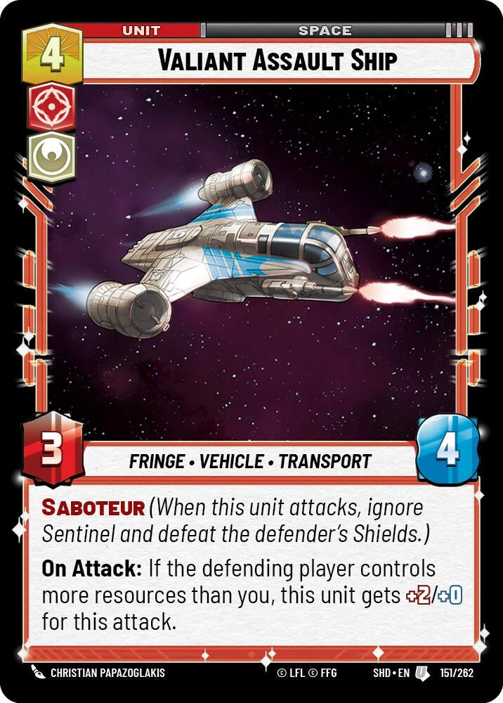 Valiant Assault Ship (151) (SHD) - Star Wars: Unlimited Single