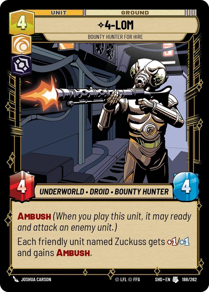 4-LOM - Bounty Hunter for Hire (188) (SHD) - Star Wars: Unlimited Single