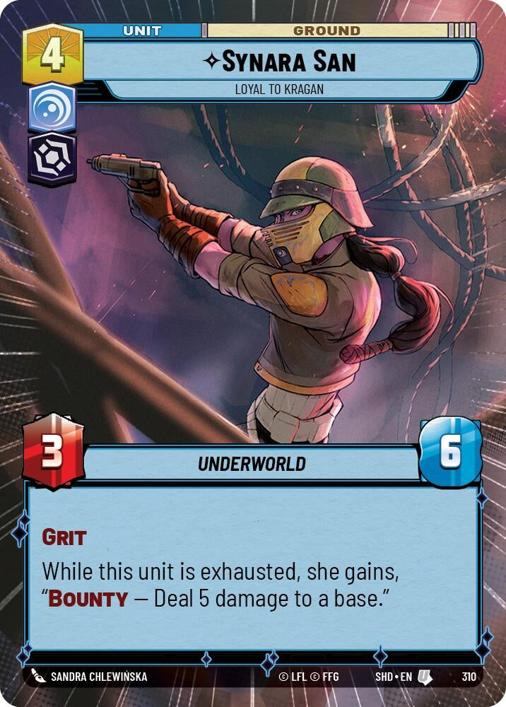 Synara San - Loyal to Kragan (Hyperspace) (310) (SHD) - Star Wars: Unlimited Single