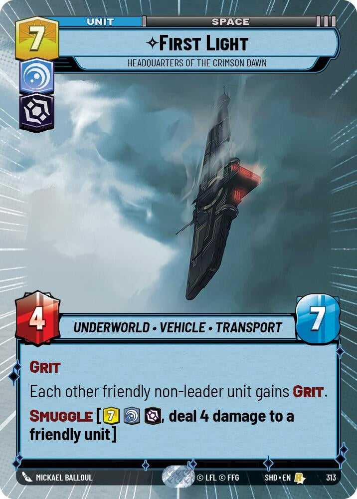 First Light - Headquarters of the Crimson Dawn (Hyperspace) (313) (SHD) - Star Wars: Unlimited Single