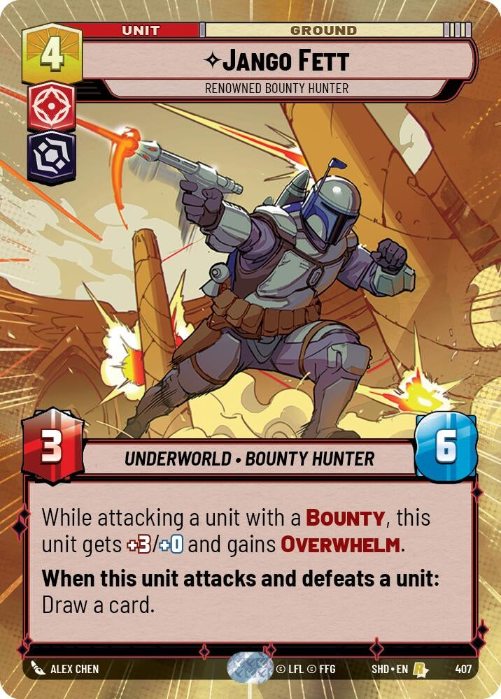 Jango Fett - Renowned Bounty Hunter (Hyperspace) (407) (SHD) - Star Wars: Unlimited Single