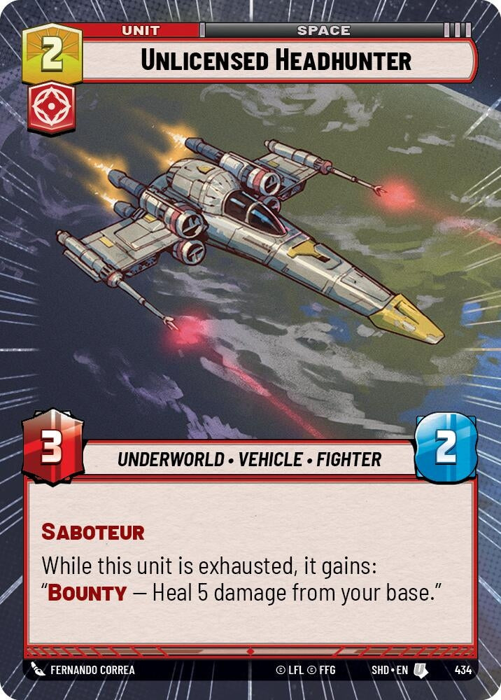 Unlicensed Headhunter (Hyperspace) (434) (SHD) - Star Wars: Unlimited Single