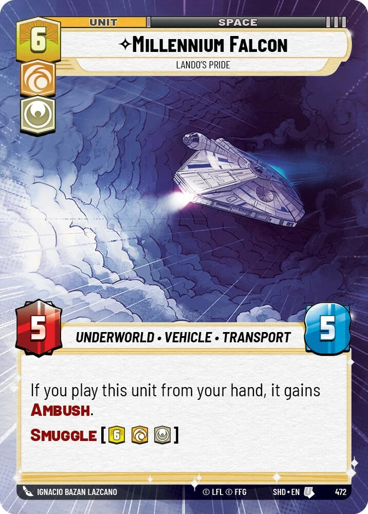 Millennium Falcon - Lando’s Pride (Hyperspace) (472) (SHD) - Star Wars: Unlimited Single