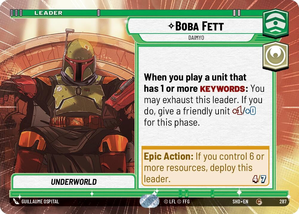 Boba Fett - Daimyo (Hyperspace) (287) (SHD) - Star Wars: Unlimited Single