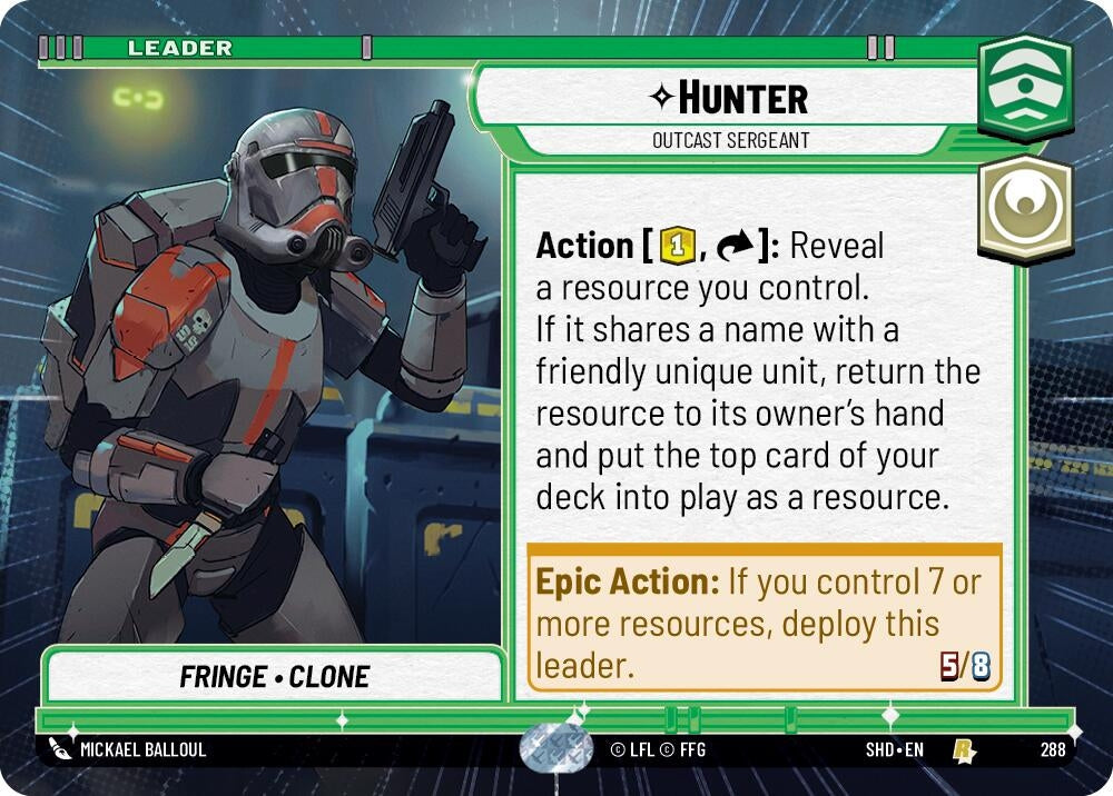 Hunter - Outcast Sergeant (Hyperspace) (288) (SHD) - Star Wars: Unlimited Single
