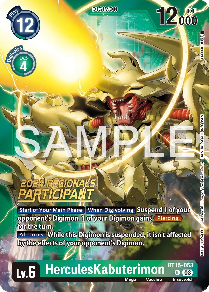 HerculesKabuterimon (2024 Regionals Participant) (15053) [BT15] - Digimon Card Game Single