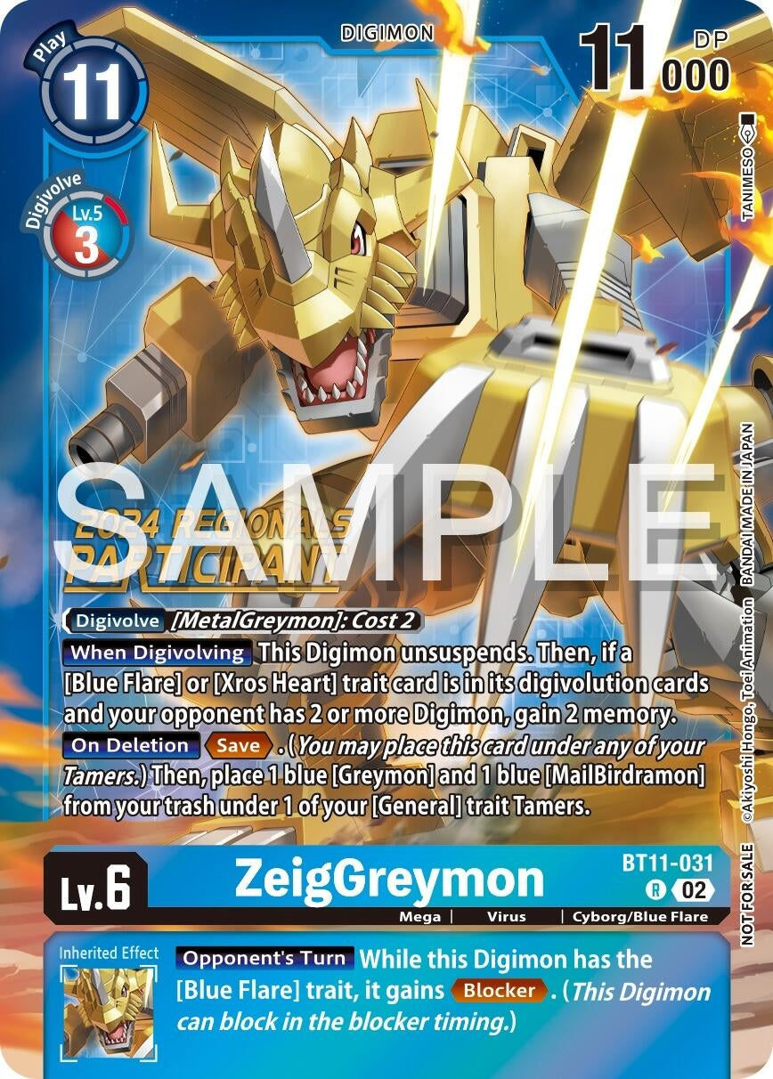 ZeigGreymon (2024 Regionals Participant) (11031) [BT11] - Digimon Card Game Single