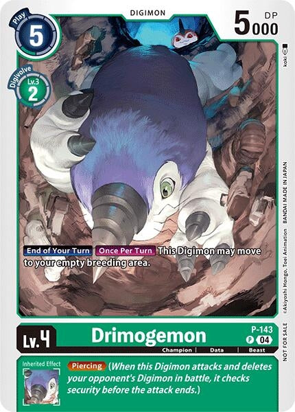 Drimogemon - P-143 (Store Tournament 2024 Jul. - Sep. Participation Pack) (143) [D-PR] - Digimon Card Game Single