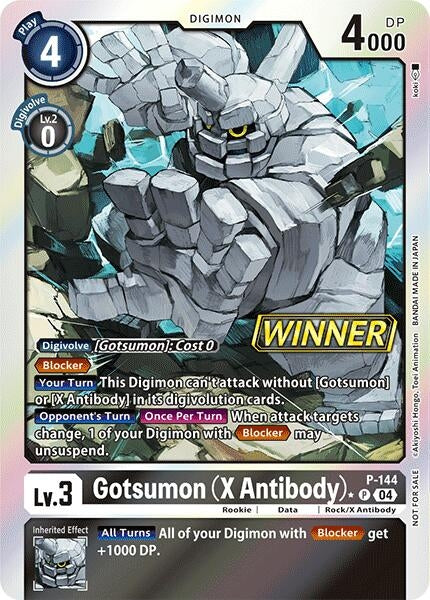 Gotsumon (X Antibody) - P-144 (Store Tournament 2024 Jul. - Sep. Winner Pack) (144) [D-PR] - Digimon Card Game Single