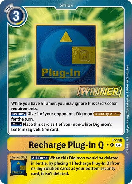 Recharge Plug-In Q - P-146 (Store Tournament 2024 Jul. - Sep. Winner Pack) (146) [D-PR] - Digimon Card Game Single