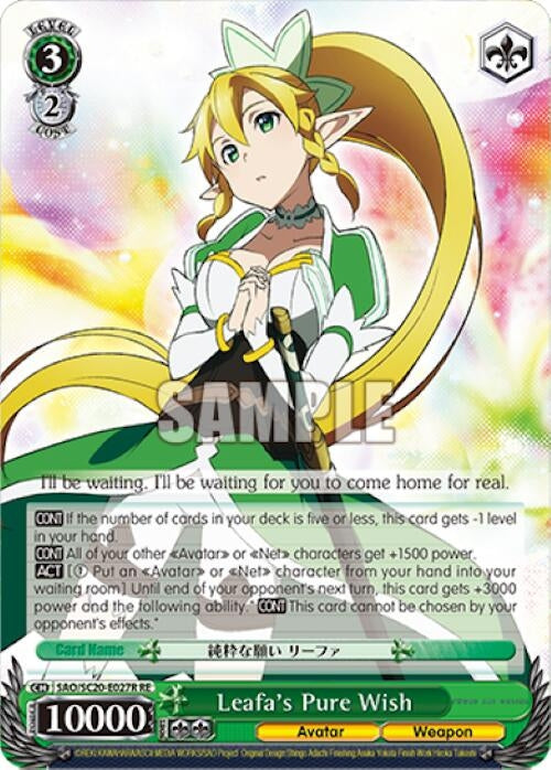 Leafa’s Pure Wish (RRR) (20027) [SAO/SC20] - Weiss Schwarz Single