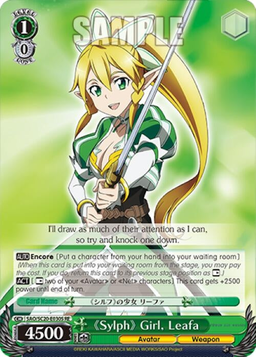 Sylph Girl Leafa (SR) (20030) [SAO/SC20] - Weiss Schwarz Single