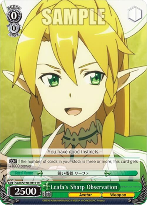 Leafa’s Sharp Observation (20037) [SAO/SC20] - Weiss Schwarz Single