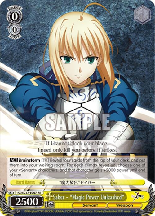 Saber - ’Magic Power Unleashed’ (17007) [FZ/SC17] - Weiss Schwarz Single