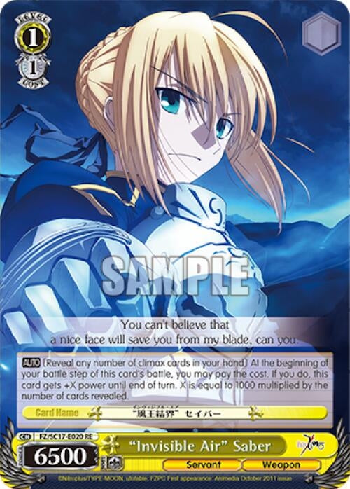 ’Invisible Air’ Saber (17020) [FZ/SC17] - Weiss Schwarz Single