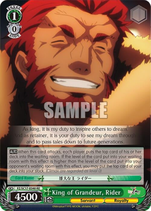King of Grandeur Rider (17040) [FZ/SC17] - Weiss Schwarz Single