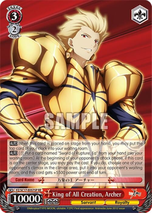 King of All Creation Archer (SP) (17057) [FZ/SC17] - Weiss Schwarz Single