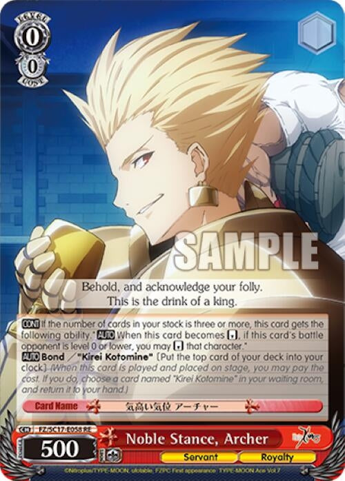 Noble Stance Archer (17058) [FZ/SC17] - Weiss Schwarz Single