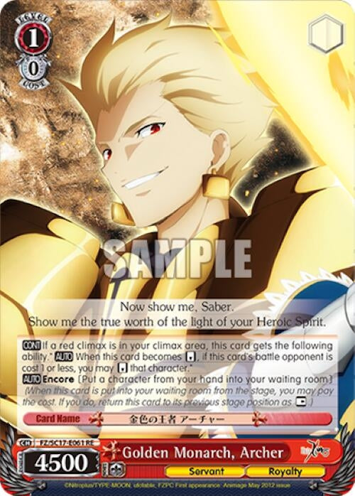 Golden Monarch Archer (17061) [FZ/SC17] - Weiss Schwarz Single