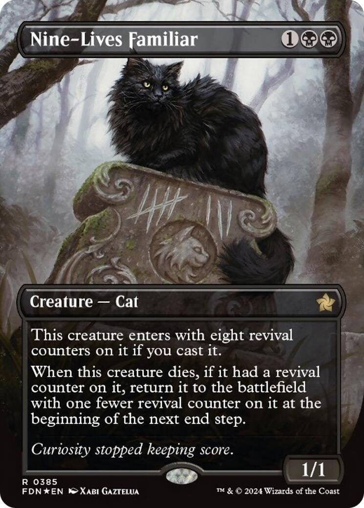 Nine-Lives Familiar (Borderless) (Mana Foil) (385) [FDN] - MTG Single