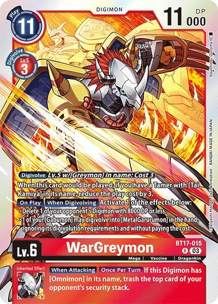 WarGreymon (17015) [BT17] - Digimon Card Game Single