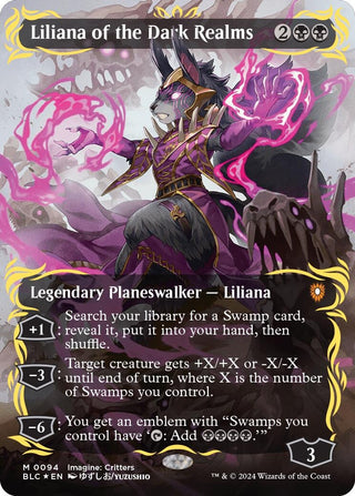 Liliana of the Dark Realms (Borderless) (Raised Foil) (94) [BLC] - MTG Single