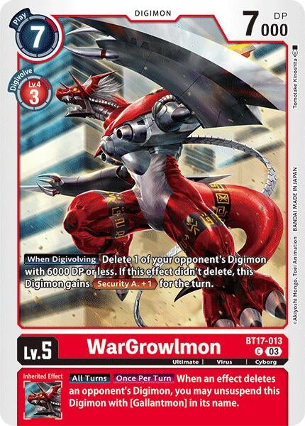 WarGrowlmon (17013) [BT17] - Digimon Card Game Single
