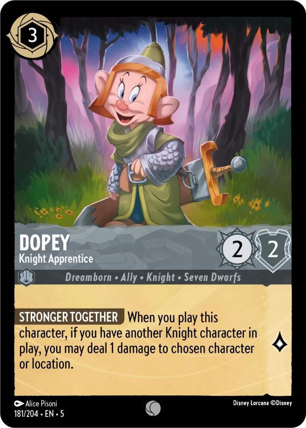 Dopey - Knight Apprentice (186) (5) - Disney Lorcana Single