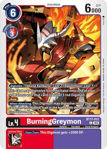 BurningGreymon (17012) [BT17] - Digimon Card Game Single