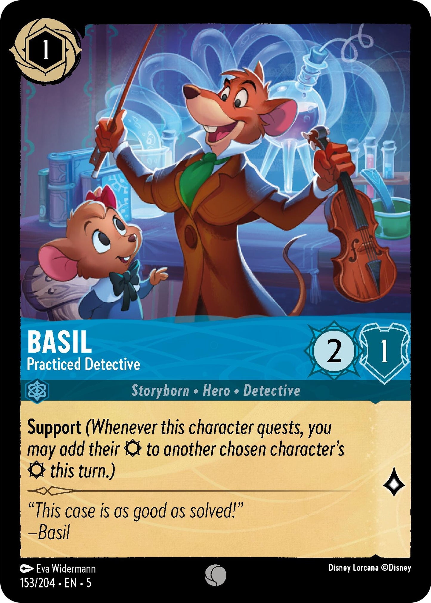 Basil - Practiced Detective (153) (5) - Disney Lorcana Single