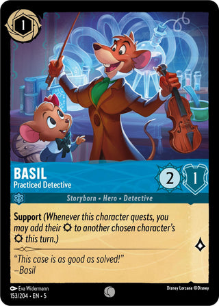 Basil - Practiced Detective (153) (5) - Disney Lorcana Single