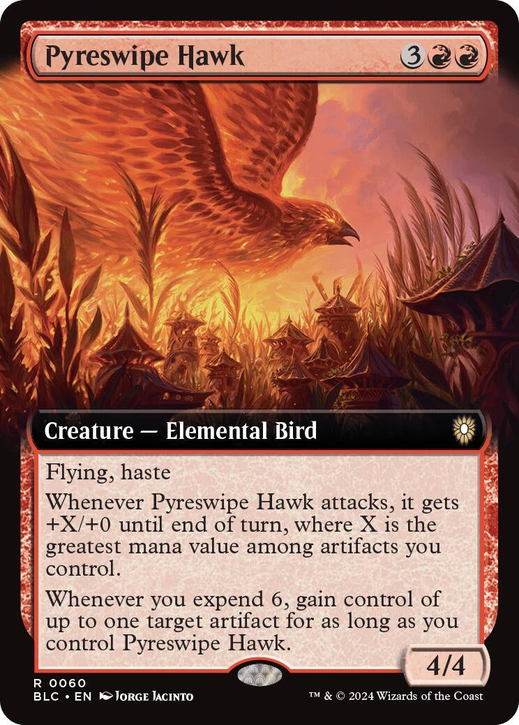 Pyreswipe Hawk (Extended Art) (60) [BLC] - MTG Single