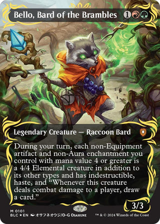 Bello Bard of the Brambles (Borderless) (Raised Foil) (101) [BLC] - MTG Single