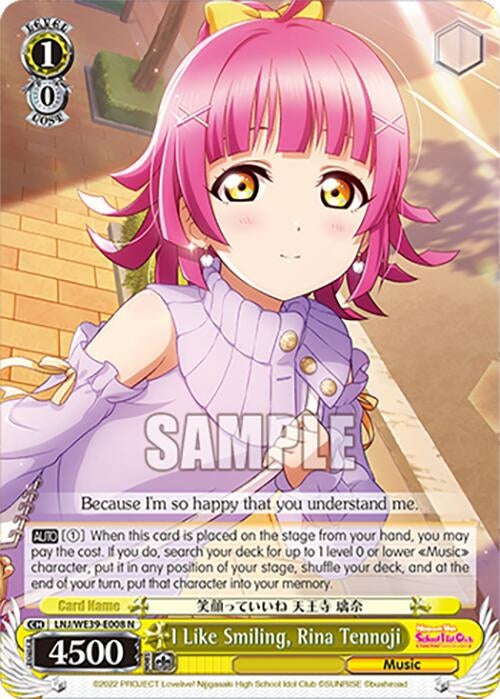 I Like Smiling Rina Tennoji (39008) [LL] - Weiss Schwarz Single