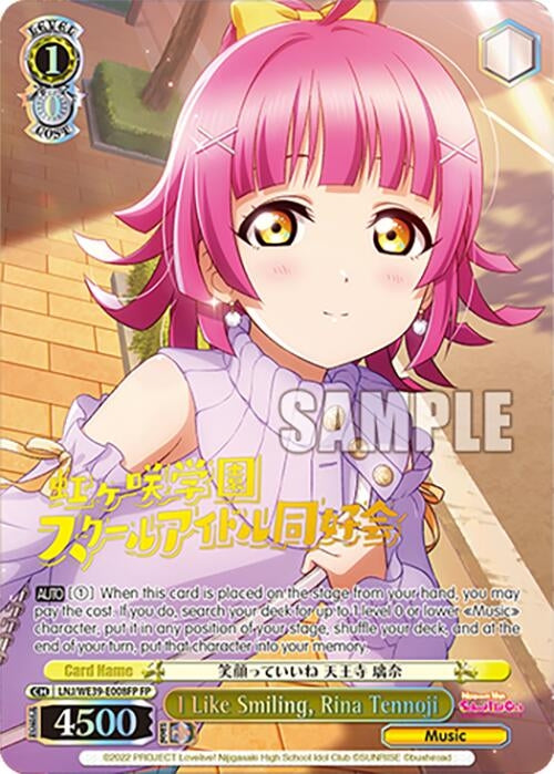 I Like Smiling Rina Tennoji (FP) (39008) [LL] - Weiss Schwarz Single