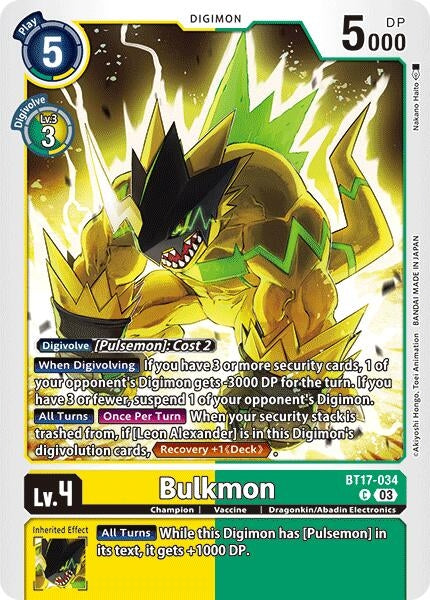 Bulkmon (17034) [BT17] - Digimon Card Game Single