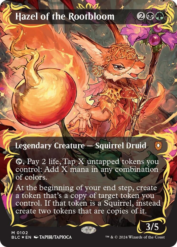 Hazel of the Rootbloom (Borderless) (Raised Foil) (102) [BLC] - MTG Single