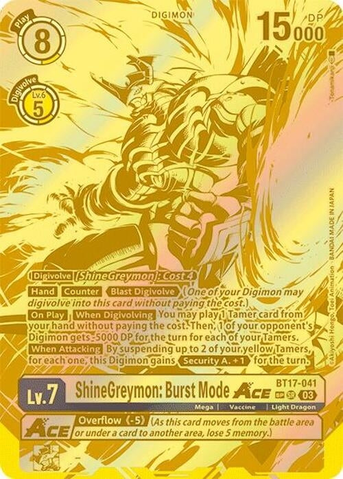 ShineGreymon: Burst Mode ACE (Textured) (17041) [BT17] - Digimon Card Game Single