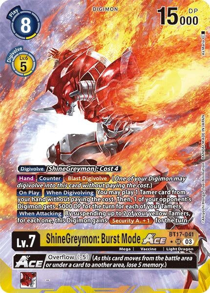 ShineGreymon: Burst Mode ACE (Alternate Art) (17041) [BT17] - Digimon Card Game Single