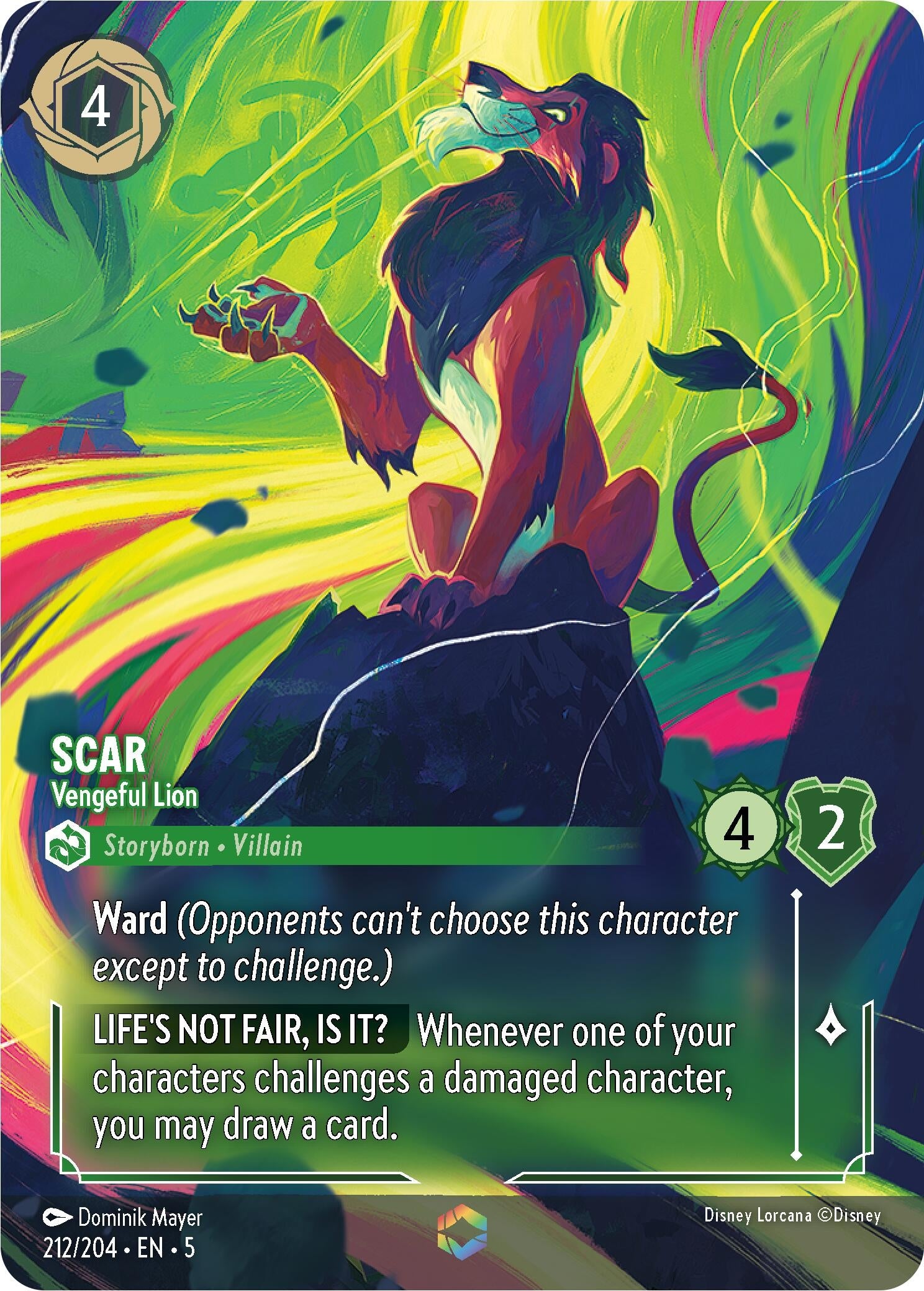 Scar - Vengeful Lion (Enchanted) (212) (5) - Disney Lorcana Single