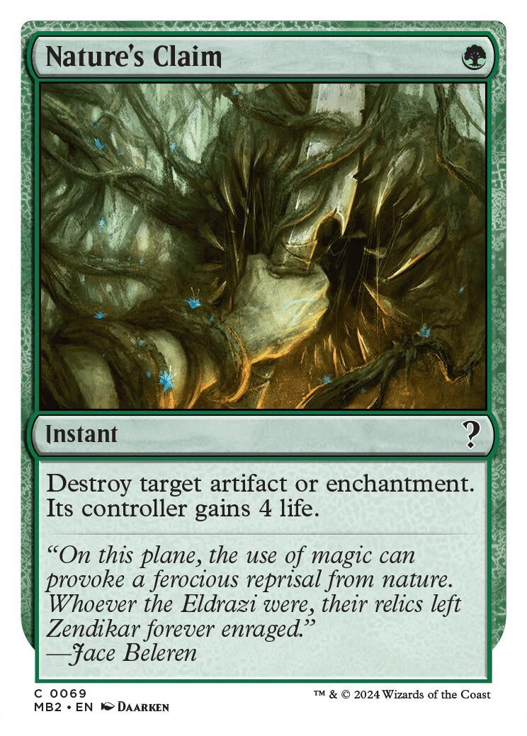 Nature’s Claim (White Border) (69) [MB2] - MTG Single