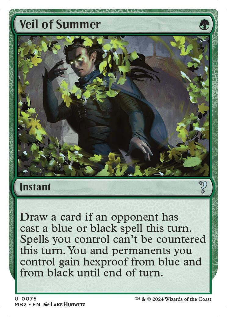 Veil of Summer (White Border) (75) [MB2] - MTG Single