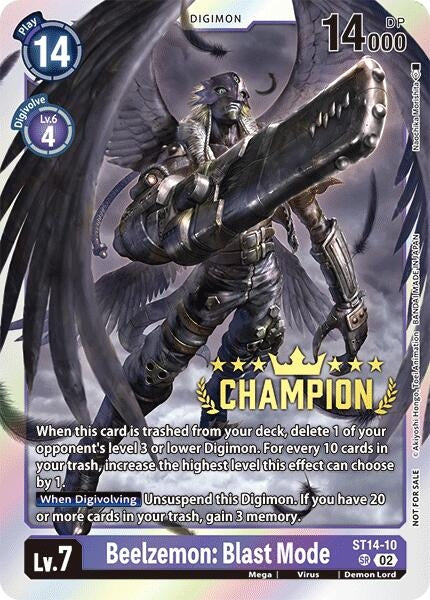 Beelzemon: Blast Mode (Digimon 3-On-3 Champion) (1410) [ST-14] - Digimon Card Game Single